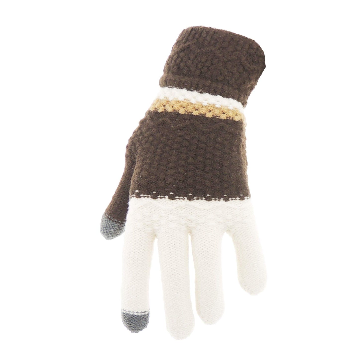 Glamour Girlz Soft Ladies Womens Girls Soft Knit Cold Weather Winter Ski Outdoor Hand Warmers Touch Screen Block Bi Colour Mittens Gloves Mitts Christmas Birthday Gift One Size (Beige)