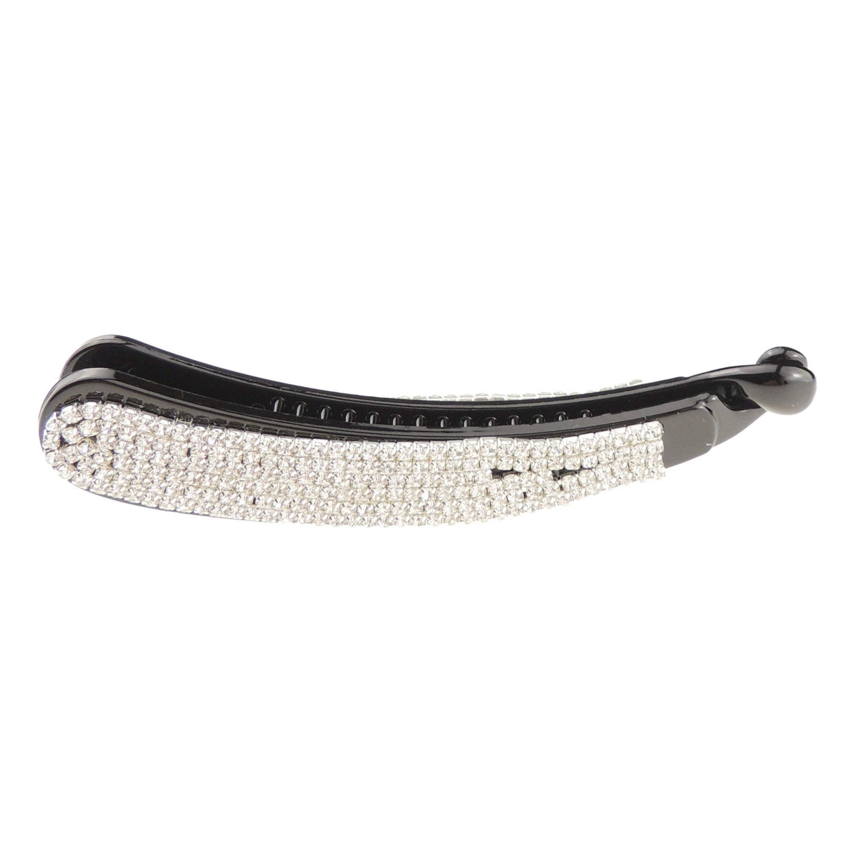 Sparkly Womens Girls Crystal Rhinestone Diamante Bridal Wedding Guest Christmas Party Bridesmaid Birthday Hair Accessories Banana Styling Ponytail Hair Barrette Grip Claw Clamp Long Round End