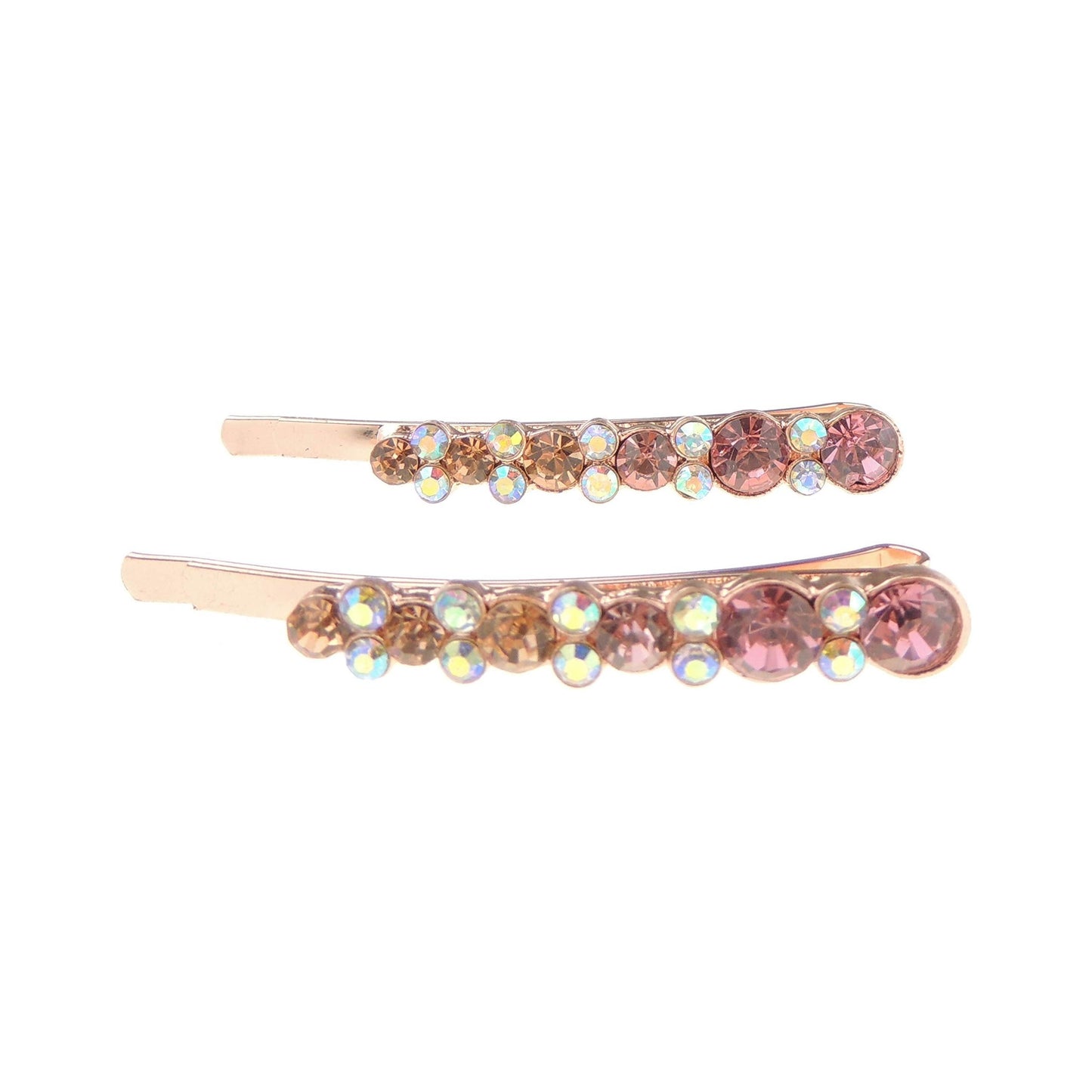 Set of 2 Girls Ladies 6cm Sparkly Crystal Circles Dots Hair Grips
