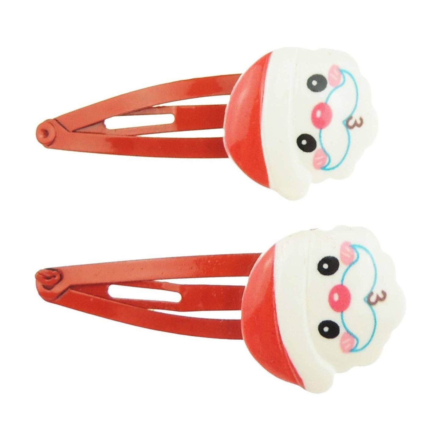 Festive Fun Girls Christmas Snowman Santa Set of 2 Hair Sleepies Snap Bendies