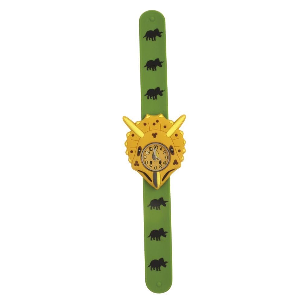 Glamour Girlz Kids Childrens Boys Girls Green Dinosaur Triceratops Watch Wrap Around Strap Present Gift Age 3, 4, 5, 6, 7, 8, 9, 10+ Years Old Birthday Christmas Birthday Tell Time Educational Idea