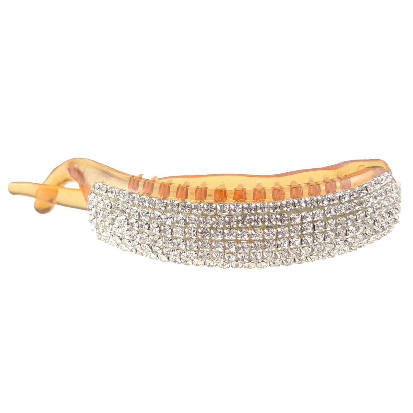 Sparkly Womens Girls Crystal Rhinestone Diamante Small Bridal Wedding Christmas Party Bridesmaid Birthday Hair Accessories Banana Styling Ponytail Large Long Thick Hair Grip Claw Clamp Clip (Brown)