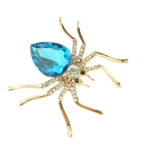 Sparkly Womens Christmas Party Birthday Gift Saree Scarf Diamante Rhinestone Crystal Fancy Dress Bling Brooch Badge Breastpin Corsage Pin Halloween Animal Insect Spider Boxed