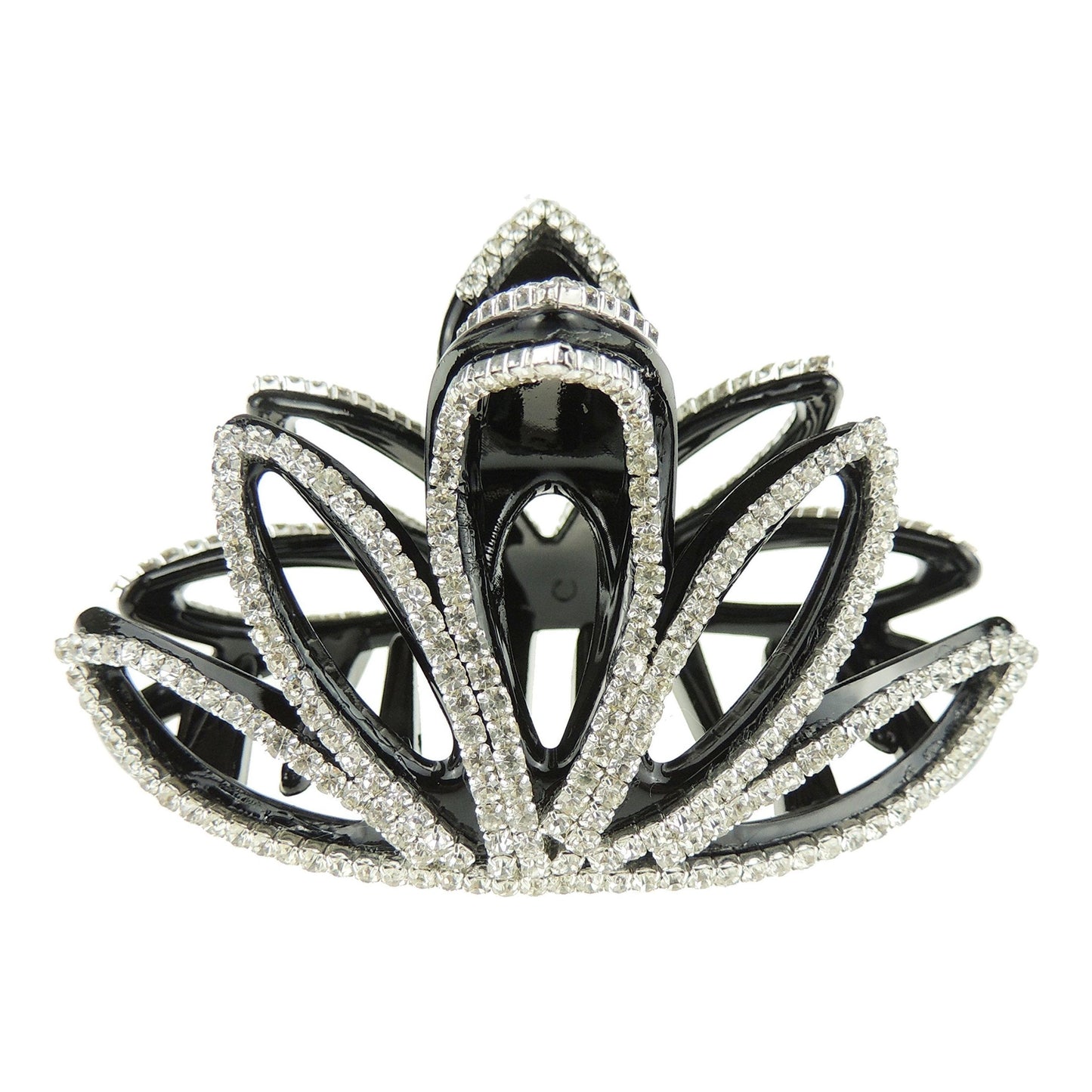 Womens Black Extra Sparkly 8cm Diamante Crystal Evening Bridal Wedding Guest Party Bridesmaid Birthday Hair Accessories Jaw Styling Hair Claw Clamp Clip Spikey Leaves