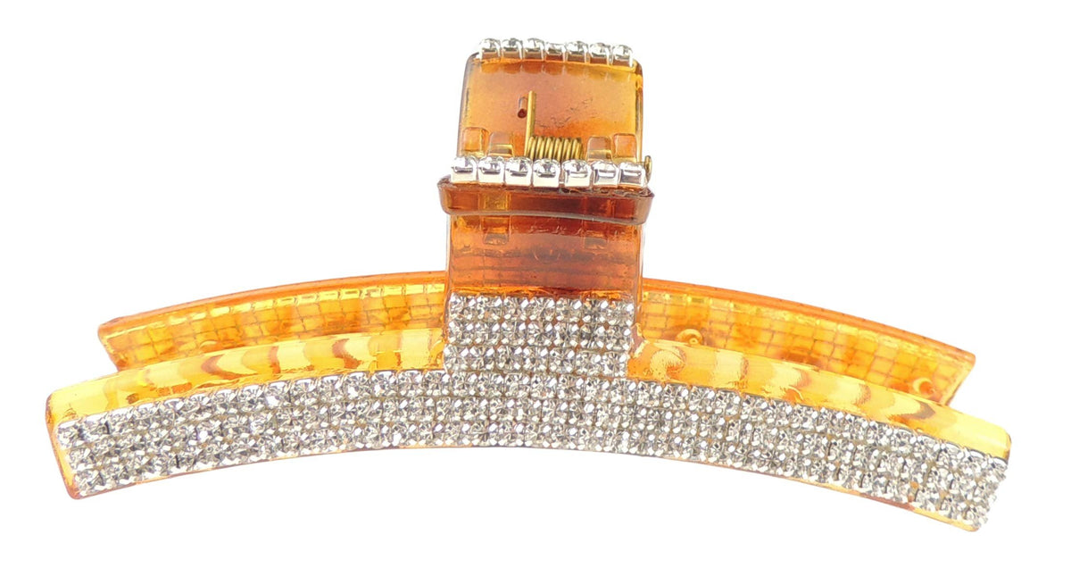 Extra Sparkly 9cm Diamante Crystal Evening Hair Claw Clamp Curved 3 Row Line