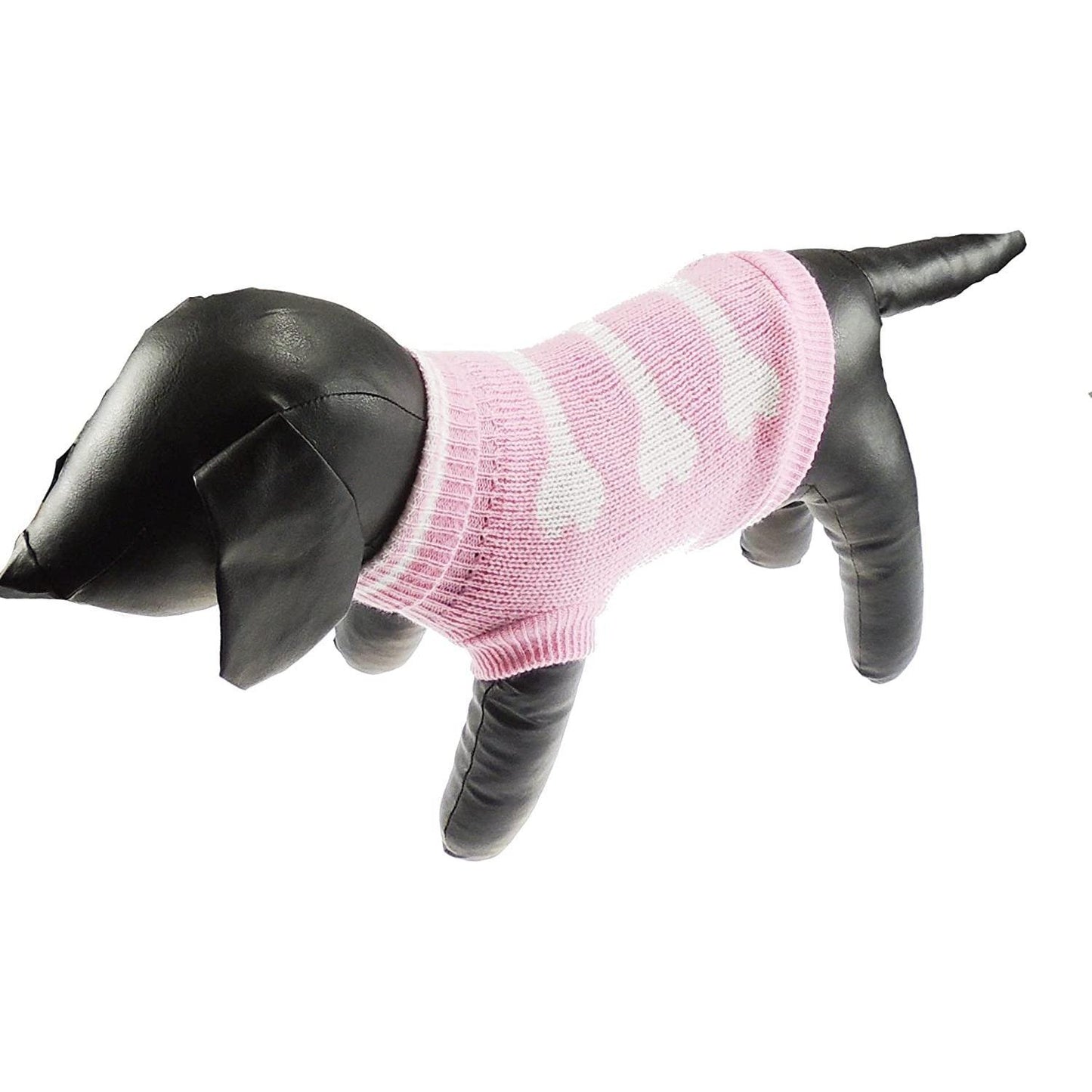 Cute Funny SMALL DOG ONLY Doggy Puppy Kitten Outfit Warm Everyday Walking Winter Girl Jumper Coat Clothes Hoodies Costume Ideas Pullover Wooly Knitted Sweater Apparel Baby Pink White Bones