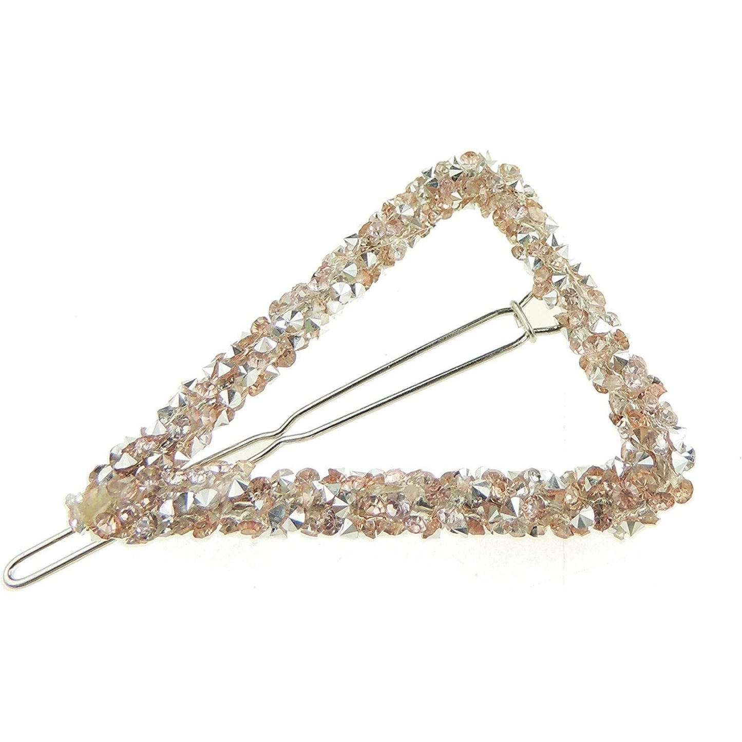 Ladies Girls Stencil Diamante Triangle Geometric Crystal Hair Barrette Slide Clip (Grey)