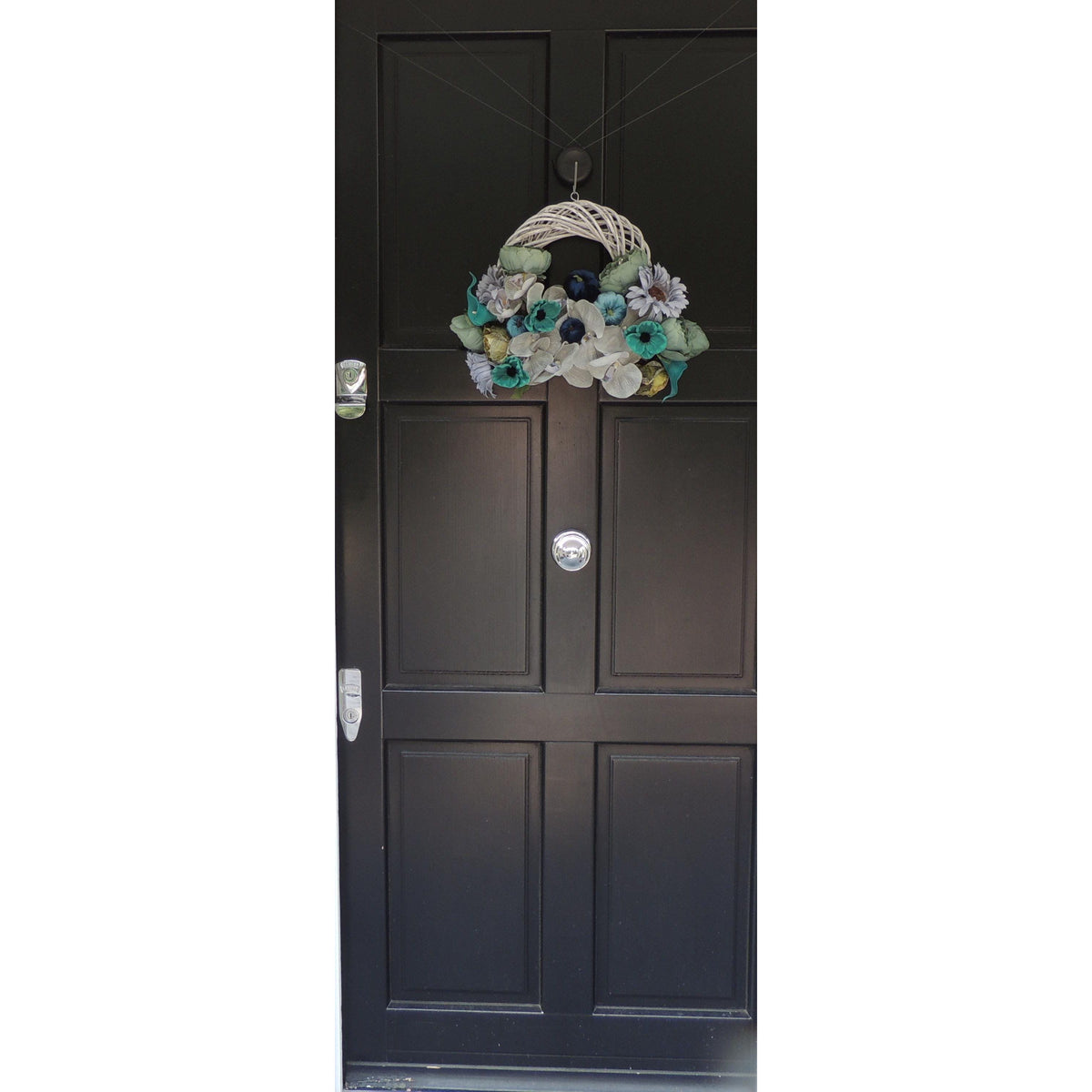 Blue Pumpkin Wreath, Beach House Front Door Wreath, Teal Floral Wreath, Turquoise Wreath, Modern Summer Wreath, Luxury Door Decor,Lake House