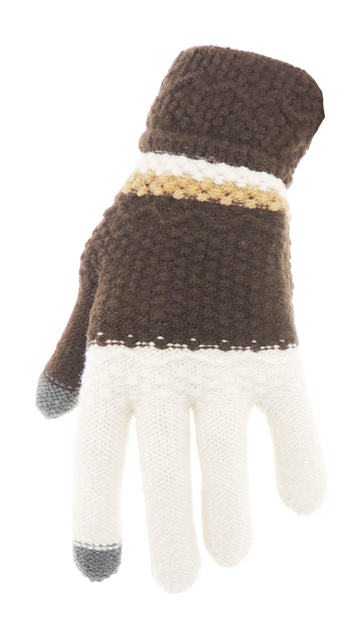 Glamour Girlz Soft Ladies Womens Girls Soft Knit Cold Weather Winter Ski Outdoor Hand Warmers Touch Screen Block Bi Colour Mittens Gloves Mitts Christmas Birthday Gift One Size (Beige)
