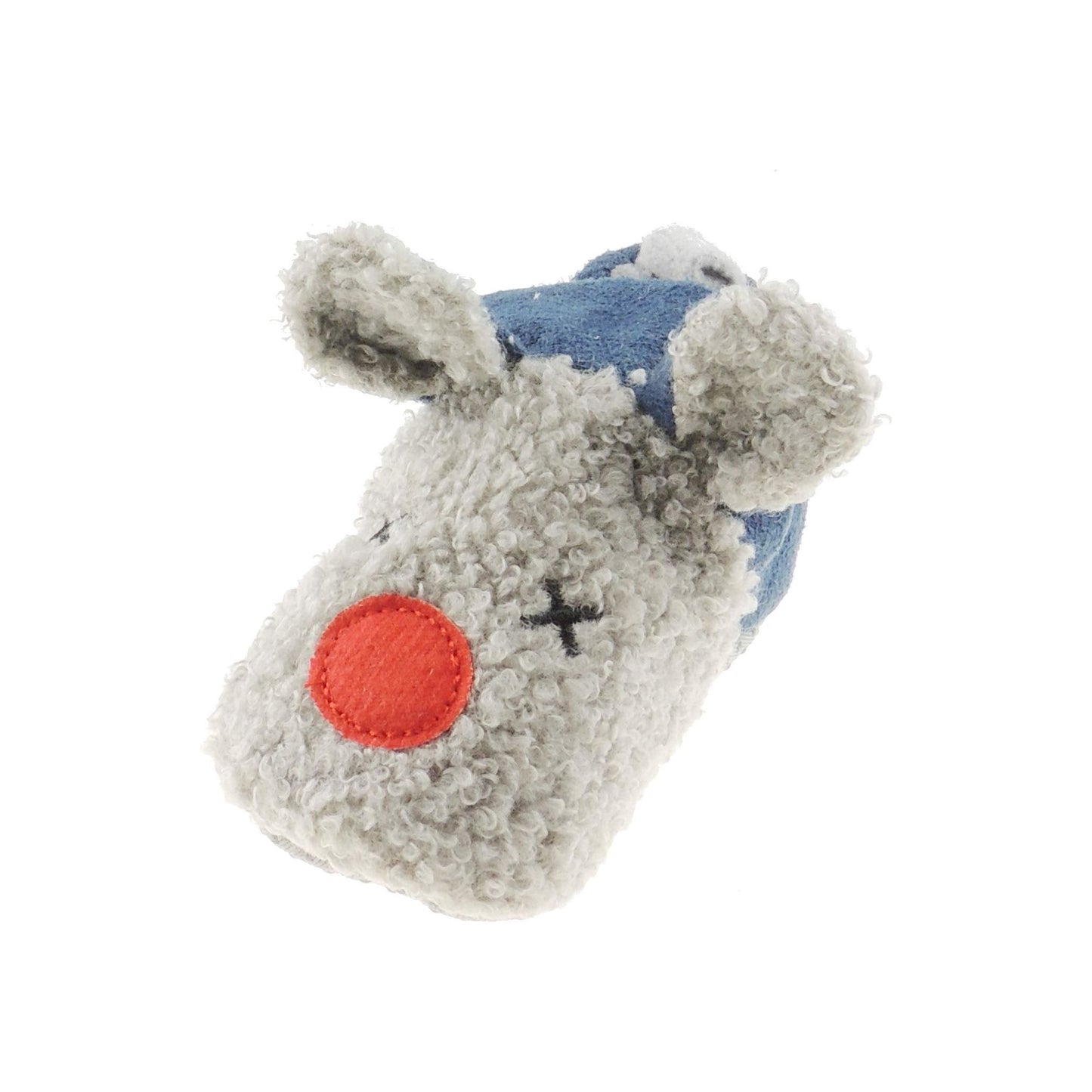 Glamour Girlz Baby Girls Boys Plush Grey & Navy Red Nose Reindeer Boot Booties Slippers