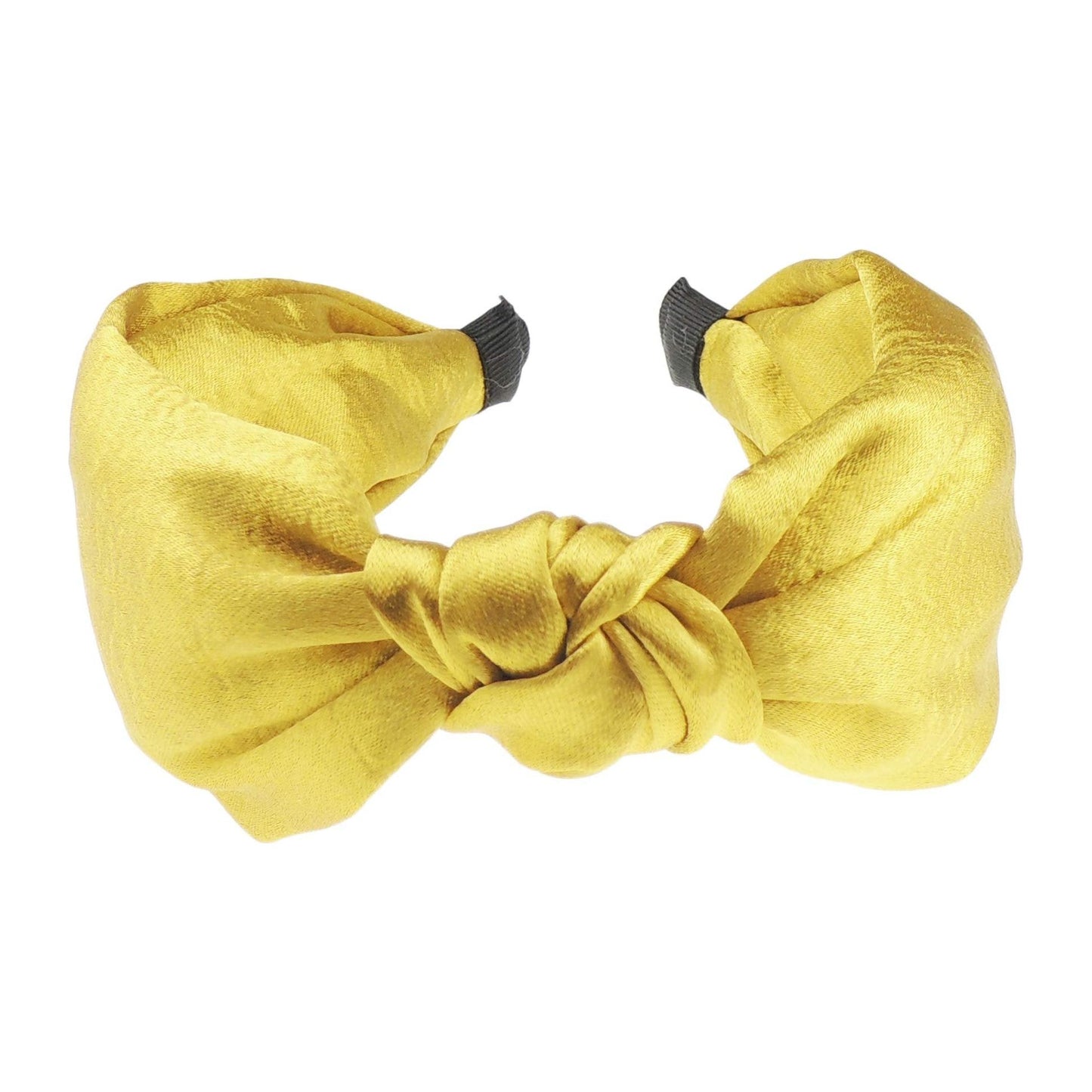 Ladies Wide Thick Draped Slinky Satin Top Knot Fashion Formal Summer Fabric Boho Vintage Headband Alice Band Women Hair Accessory Hairband Christmas Birthday Wedding Guest (Old Gold)