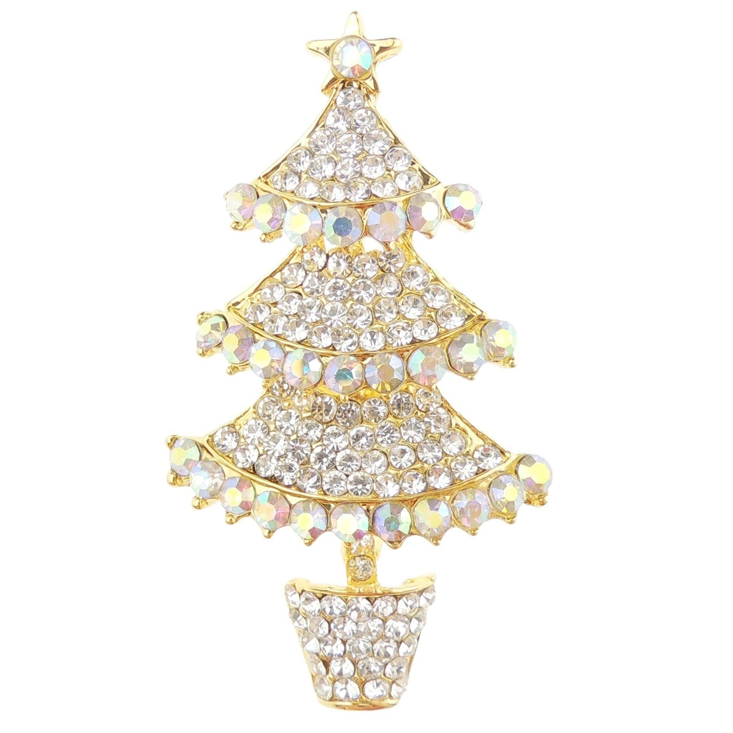 Sparkly Festive Christmas Season Jewelery Gift Coat Scarf Coat Jacket Shawl Scarf Diamante Rhinestone Crystal Large Brooch Badge Breastpin Corsage Pin Xmas Tree