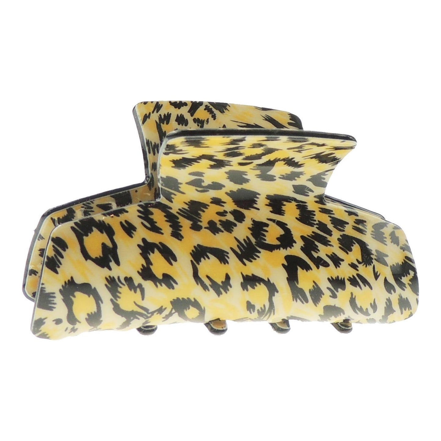 Ladies Big Cat Animal Print Medium Square Rectangle Bulldog Crab Hair Claw Clamp Clip Brown Leopard