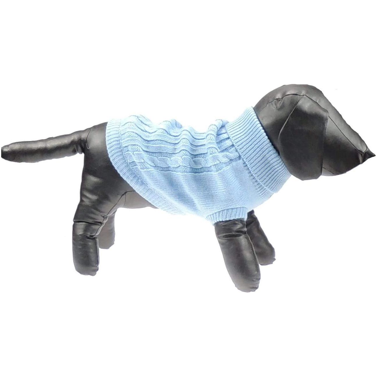 Cute Funny SMALL DOG ONLY Doggy Puppy Kitten Outfit Warm Everyday Walking Winter Girl Boy T-Shirt Jumper Coat Clothes Hoodies Costume Ideas Pullover Knitted Sweater Apparel Blue Cable Knit