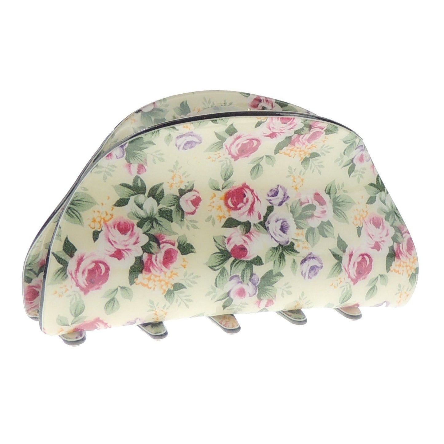 Ladies Floral English Garden Print 8cm Hair Claw Clamp Clip Oval