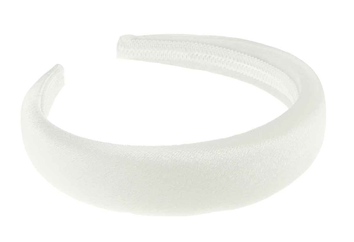 Womens Luxury Slightly Padded Puffy Velvet Flat Winter Evening Wedding Party Birthday Bridal Christmas Birthday Bridesmaid Headband Alice Band Hair Accessories Hairband (White, One Size)