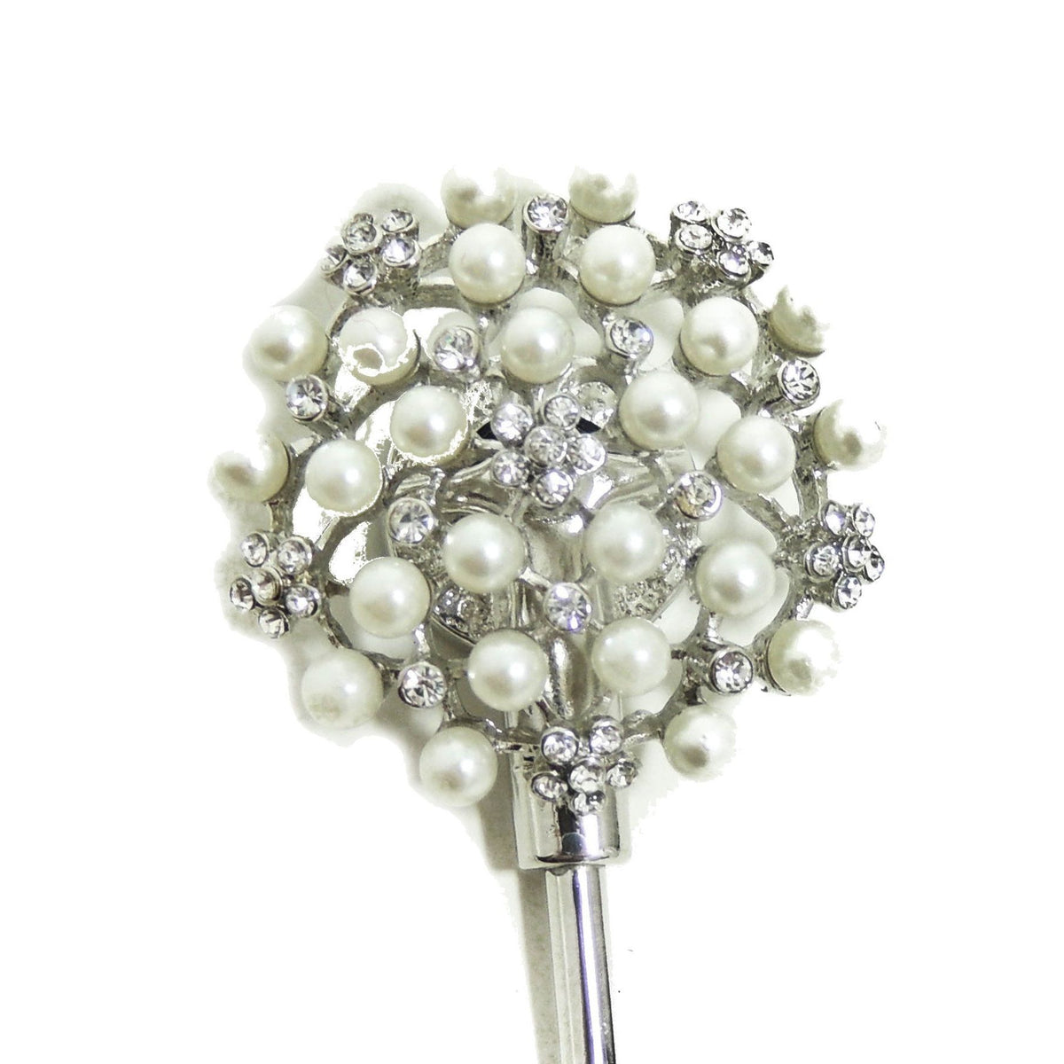 Glamour Girlz Ladies Sparkly Silver Crystal Diamante Bag Handbag Hanging Hanger Hook Faux Pearl Diamante Flowers for Her