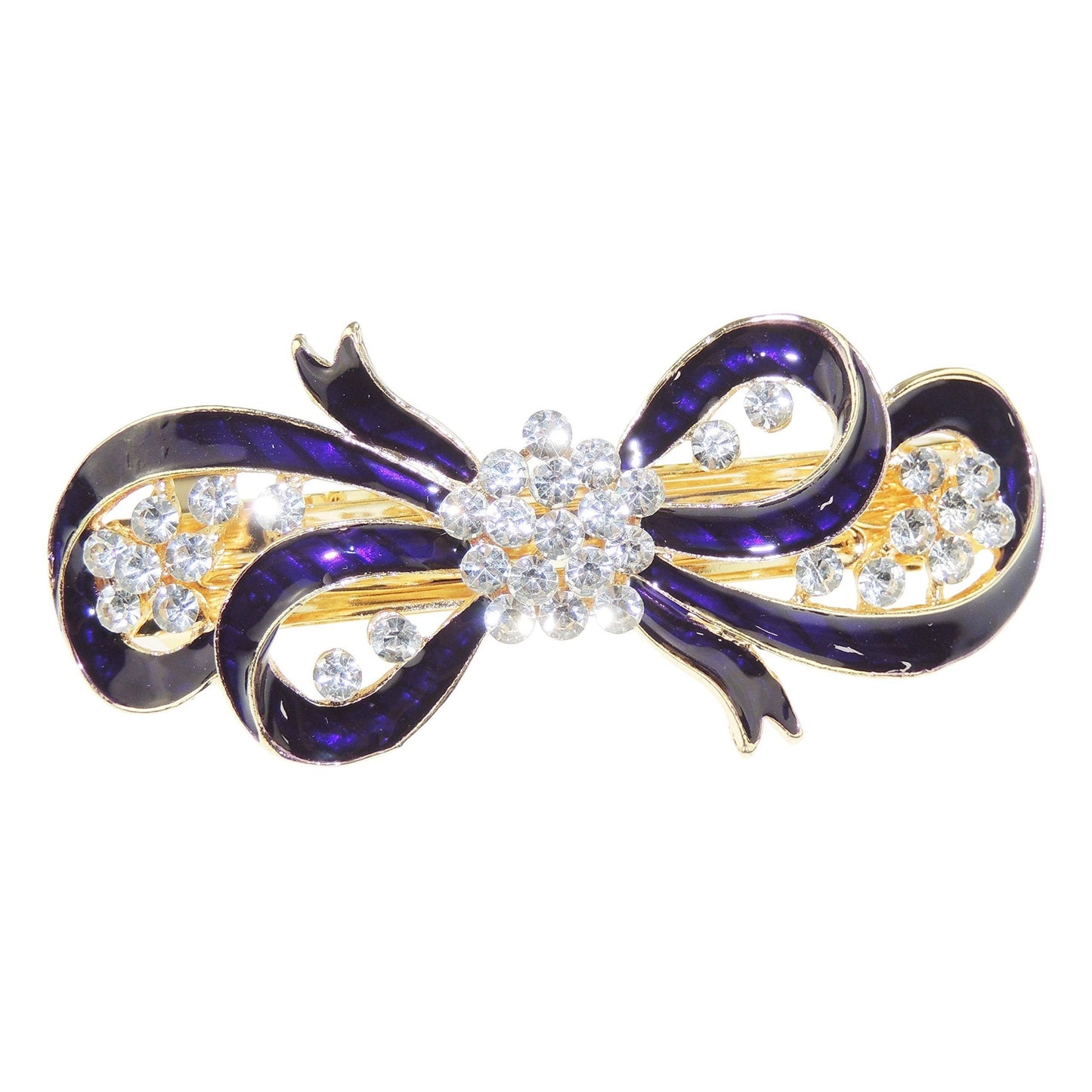 Womens Girls Crystal Rhinestone Diamante Wedding Birthday Party Evening School Ponytail Fine Medium Hair Accessories Occasion Barrette Hairpin Grip French Spring Clip Enamel Bow Ribbon