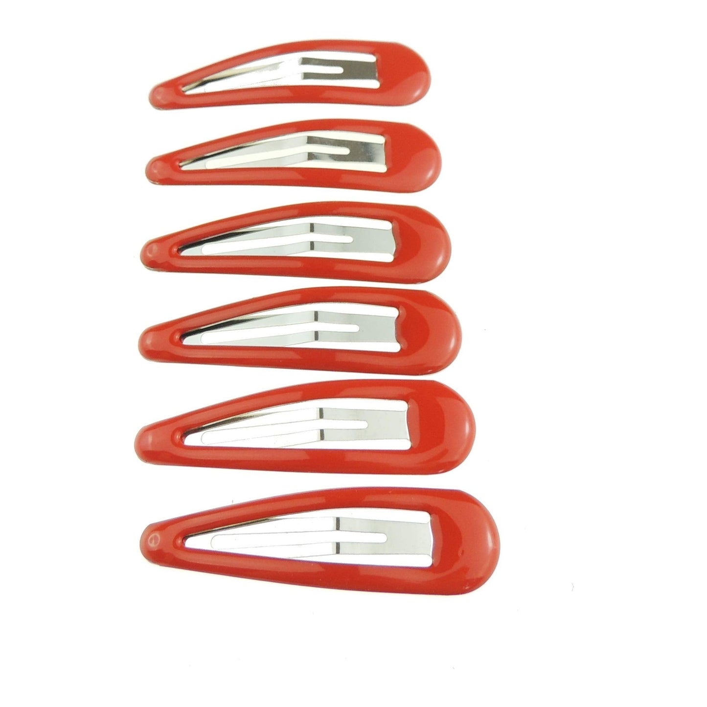 Girls Set of 6 Colourful Basic Hair Snap Clips School Uniform Barrettes Bendies Sleepies Bright Red