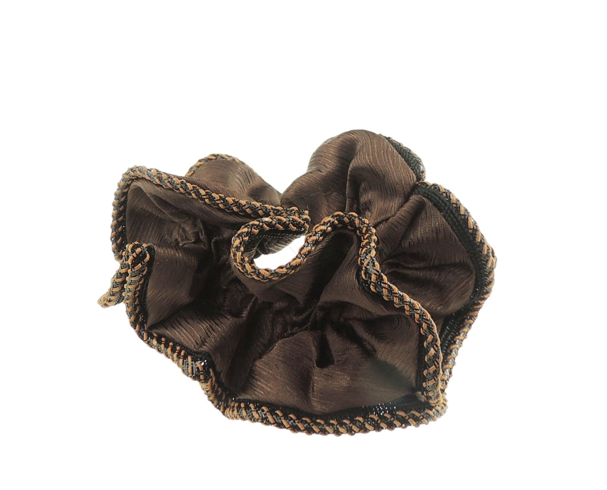 Womens Girls Satin Edged Fabric Evening Christmas Birthday Bridal Wedding Bridesmaid Party Ponio Hair Tie Up Back Elastic Accessories Bobbles Ponytail Holder Rubber Scrunchie