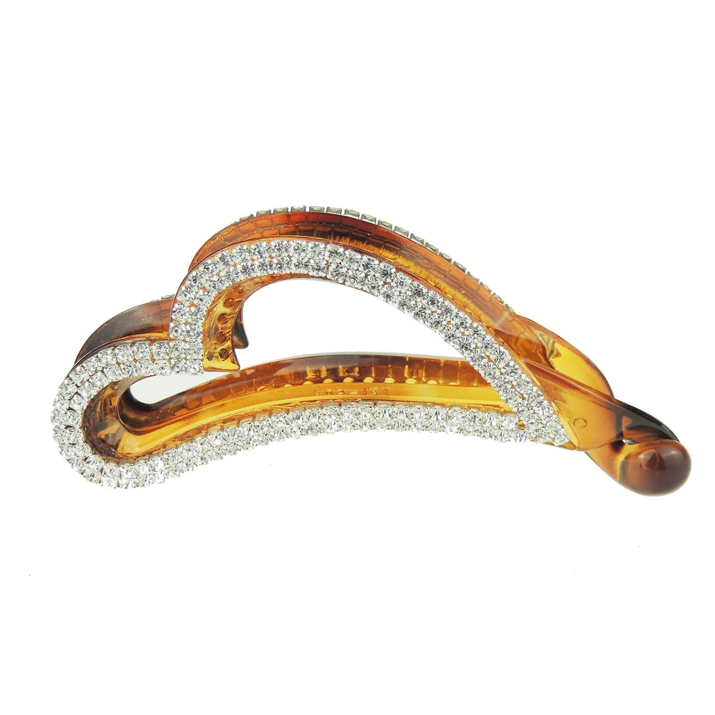 Sparkly Womens Girls Crystal Rhinestone Diamante Bridal Wedding Guest Christmas Party Bridesmaid Birthday Hair Accessories Banana Wide Cuff Styling Ponytail Hair Barrette Grip Claw Clamp Heart (Brown)