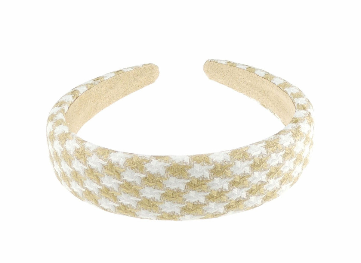 Tartan Check Plaid Houndstooth Dogtooth 3cm Padded Wide Thick Puffy Formal Boho Vintage Headband Alice Band Women Hair Hairband For Christmas Birthday Wedding Bridesmaid Party