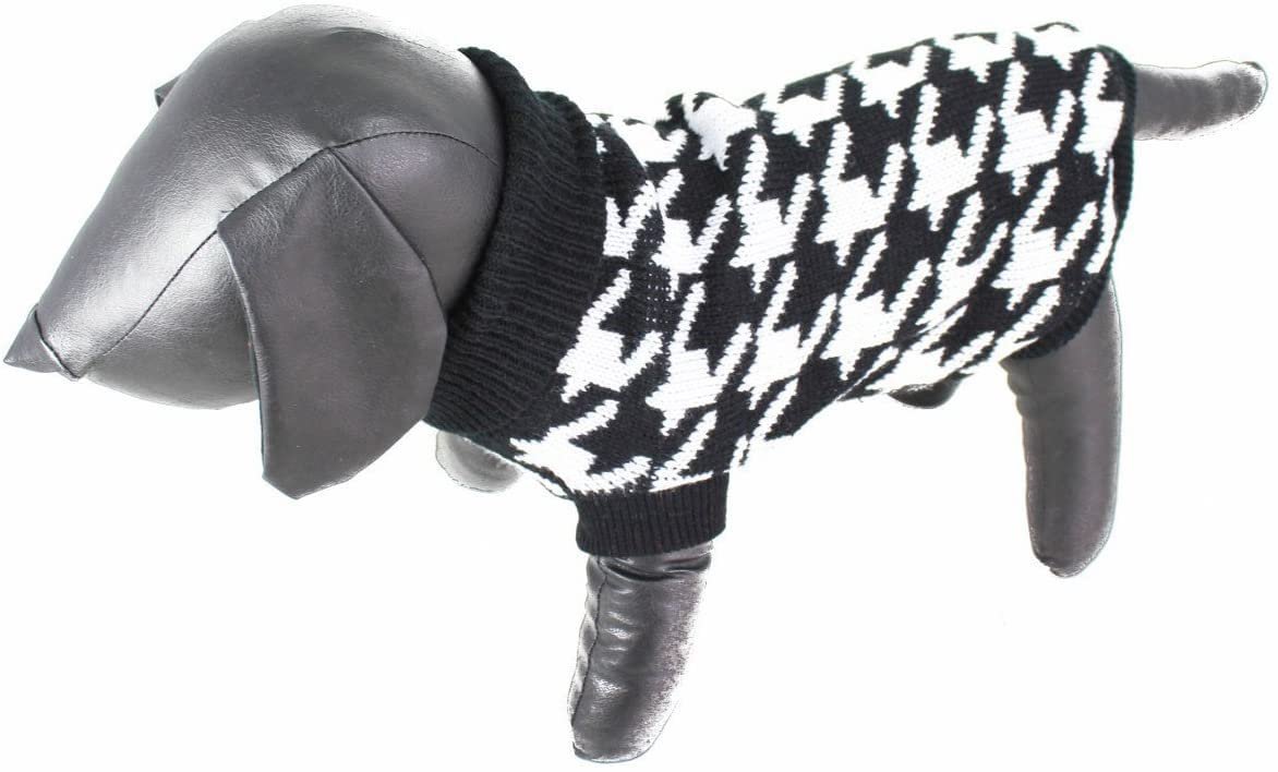 Cute Knitted SMALL DOGS ONLY Puppy Cat Kitten Warm Winter Girl Boy Cold Weather Vest Clothes Jacket Coat Hoodies Sweatshirt Christmas Ideas Houndstooth Dogtooth Plaid Print Pullover Jumper Sweater