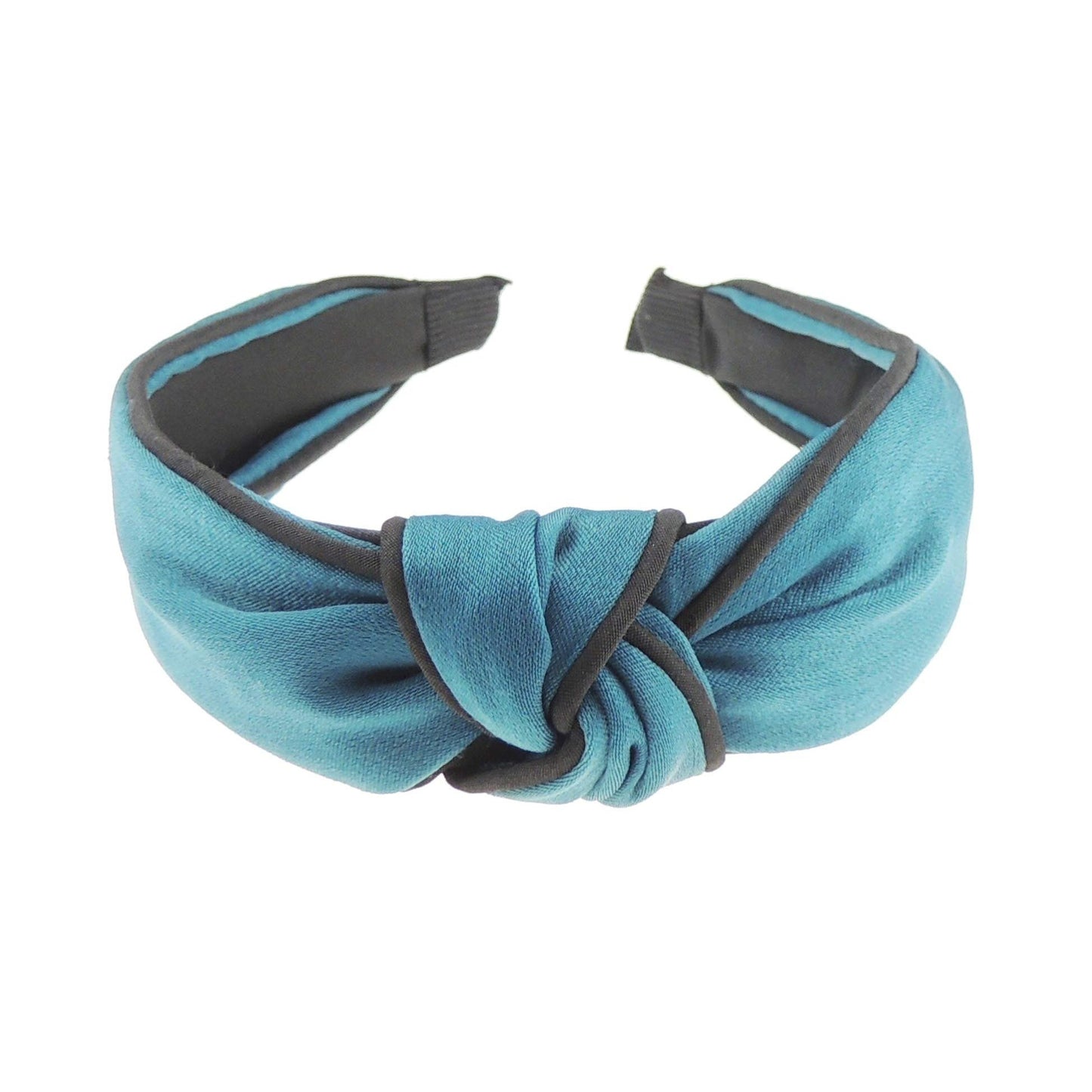 Ladies Silk Look Evening Black Piping Trim Top Knot Headband Alice Band