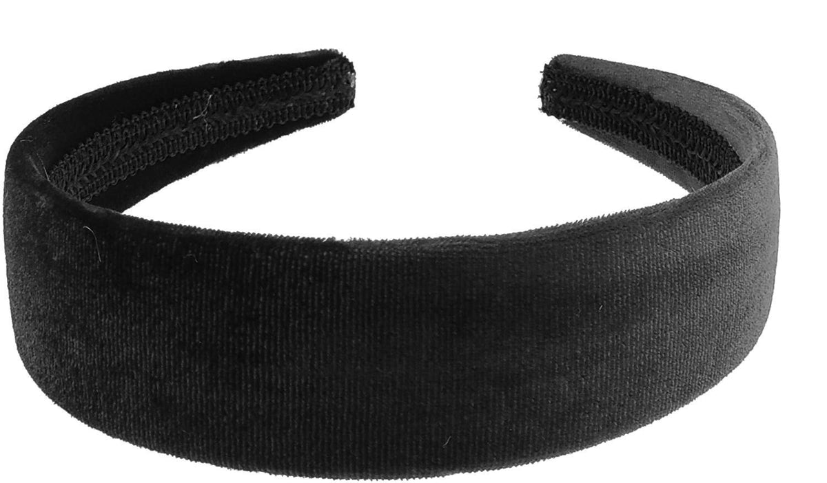 Womens Girls Black Plush Occasion Wedding Bridal Party Birthday Christmas Evening 3cm Wide Velvet Velour Hair Hairband Accessories Headband Alice Band