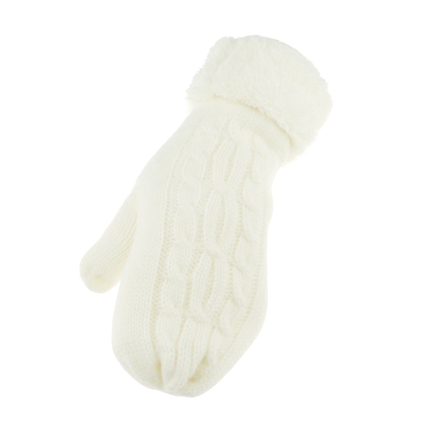 Womens Girls Soft Cable Luxury Knitted Knit Thermal Fleece Lined Warm Winter Outdoor Hiking Cold Weather Skiing Snowboarding Christmas Birthday Gift Idea Hand Warmers Gloves Mitts Mittens
