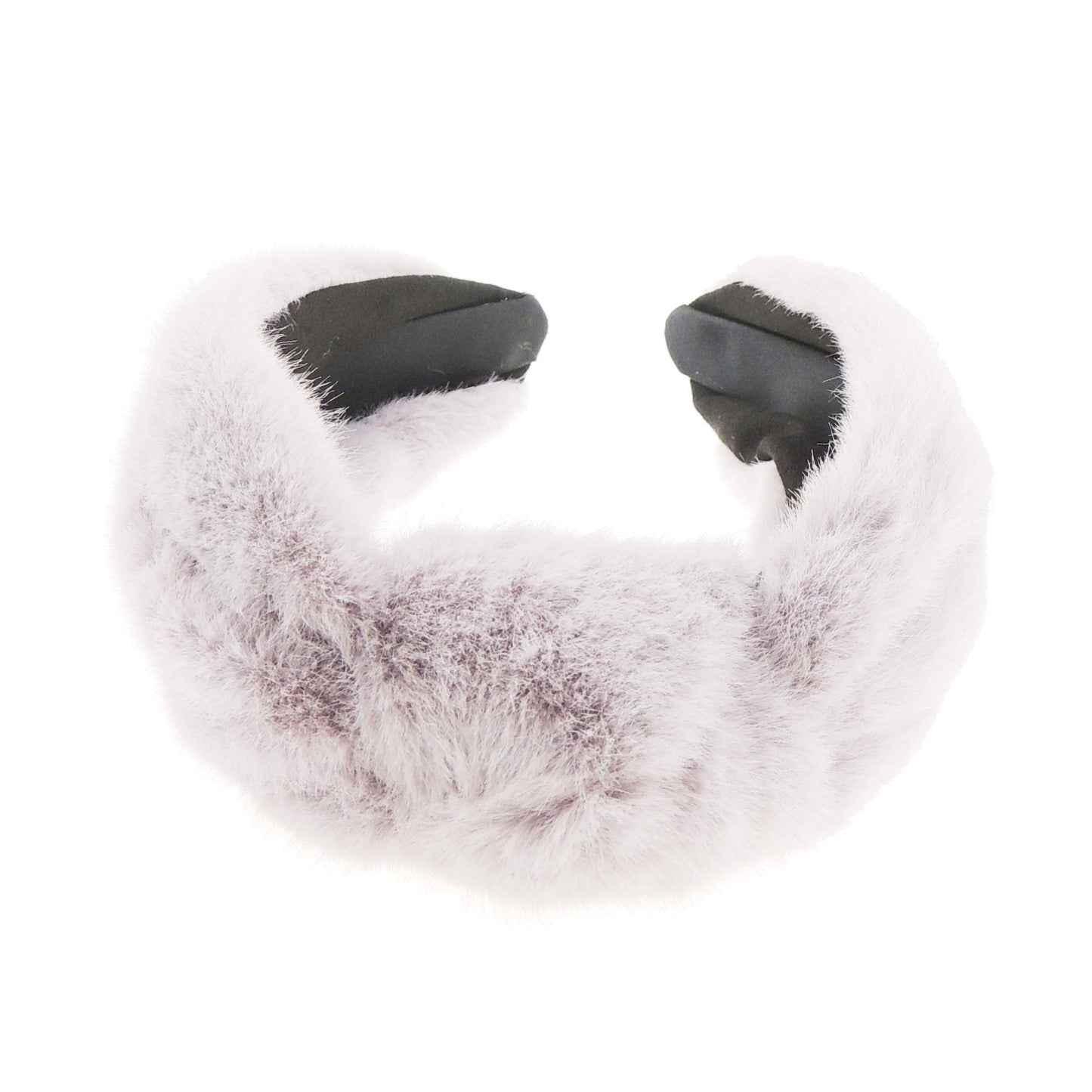Womens Girls Wide Plush Faux Fur Fabric Boho Turban Top Knot Knotted Twisted Winter Christmas Birthday Wedding Bridesmaid Party Headpiece Accessories Hairband Head Hair Headband Alice Band Pale Yellow