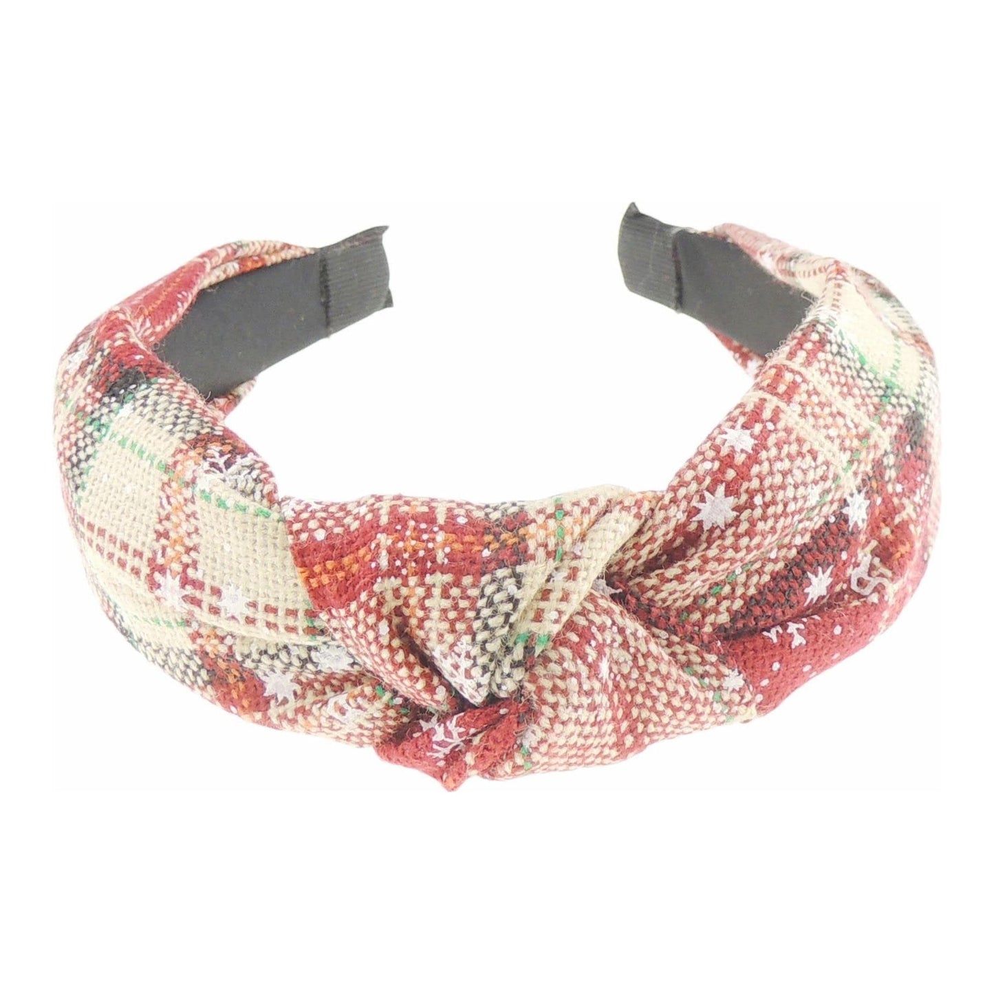 Festive Christmas Tartan Plaid Tweed Fabric Womens Girls Bow Knotted Top Knot Twist Twisted Turban Winter Headpiece Deeley Bopper Dance Party Headband Hair Alice Band