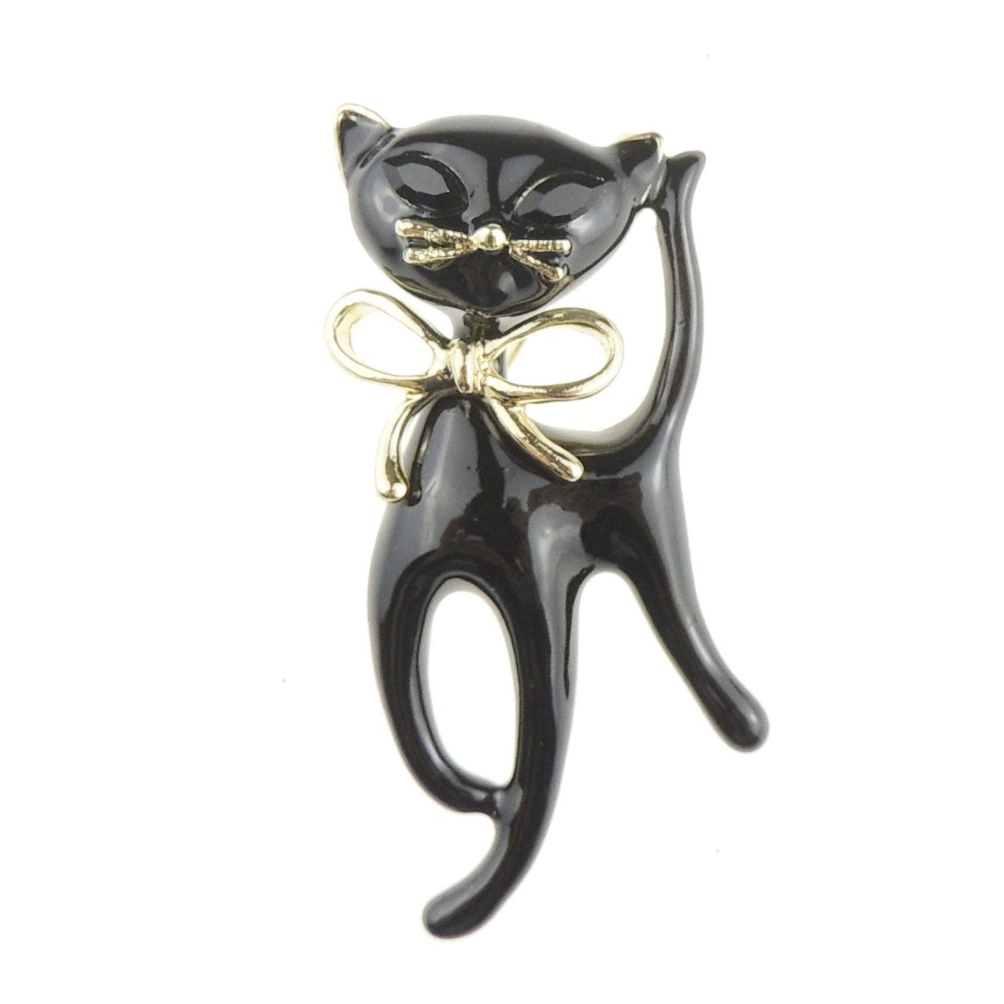 Cute Womens Wedding Christmas Birthday Gift Coat Scarf Coat Jacket Shawl Mother Groom Bride Diamante Crystal Brooch Badge Breastpin Corsage Pin Enamel Bow Panther Cat Kitten Kitty (Blue)