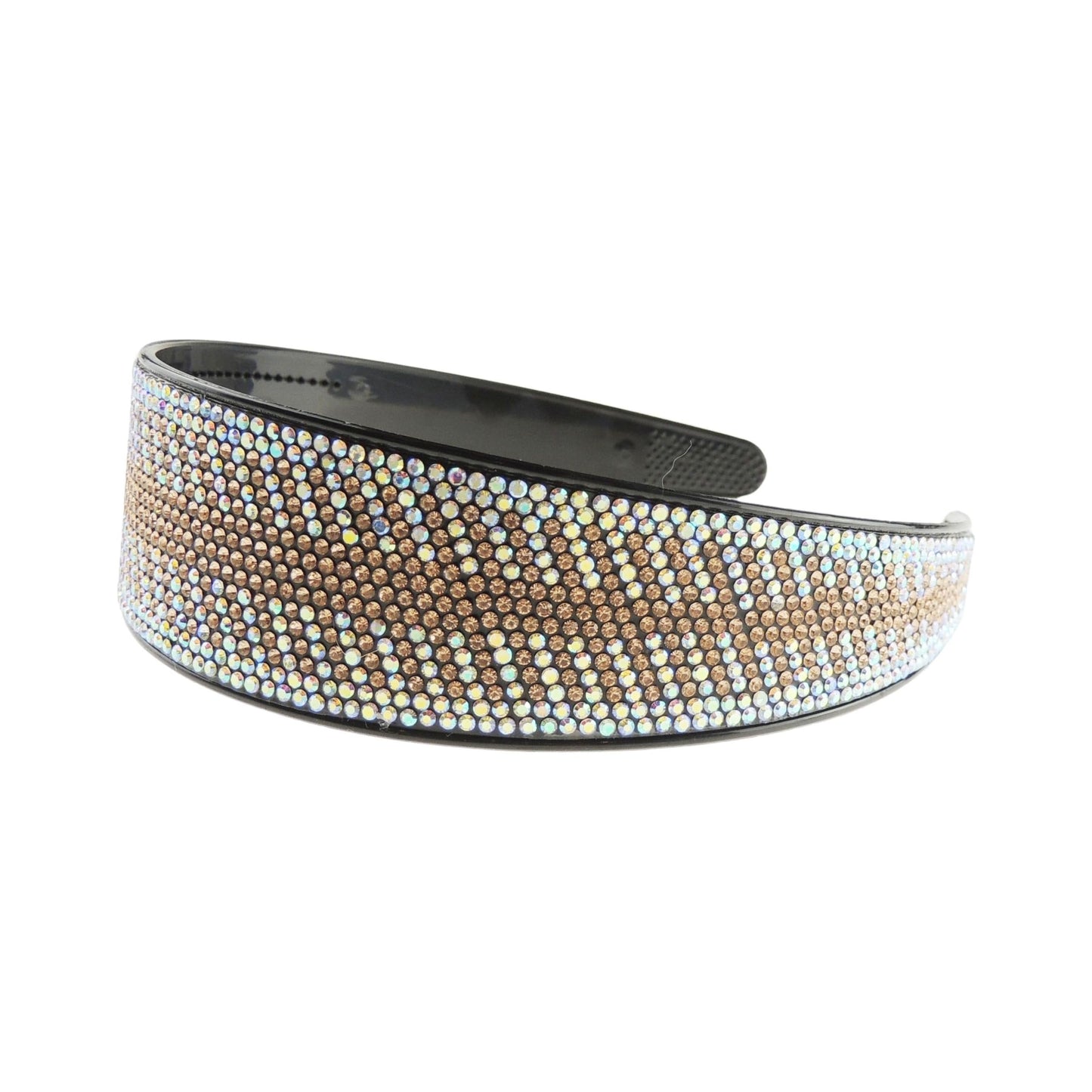 Extra Sparkly Wide Large Womens Diamante Rhinestone Black Crystal Wedding Formal Occasion Christmas Birthday Pageant Bridal Party Alice Band Headwear Hairband Headband (Black Silver AB, One Size)