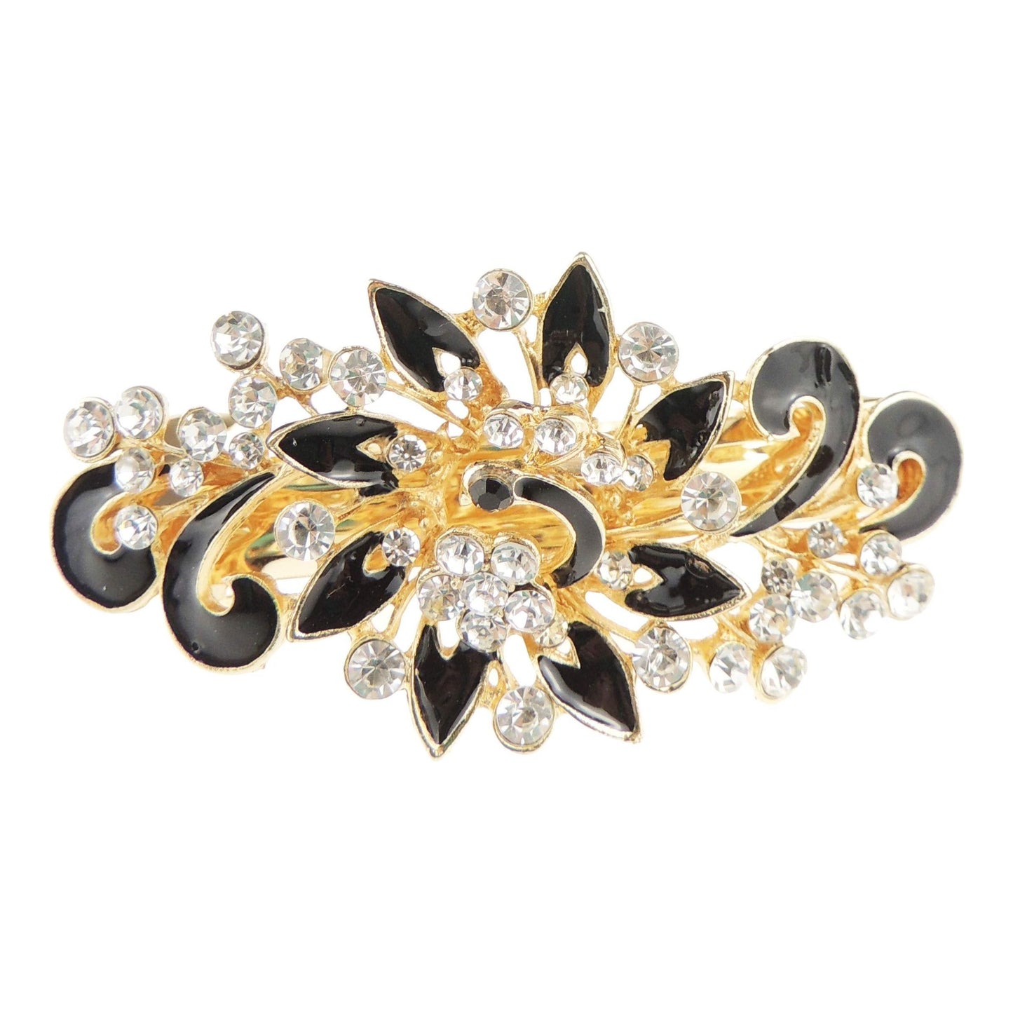 Womens Girls Crystal Rhinestone Diamante Wedding Birthday Party Evening Ponytail Fine Medium Hair Accessories Occasion Barrette Hairpin Grip French Spring Clip Enamel Peacock Waves