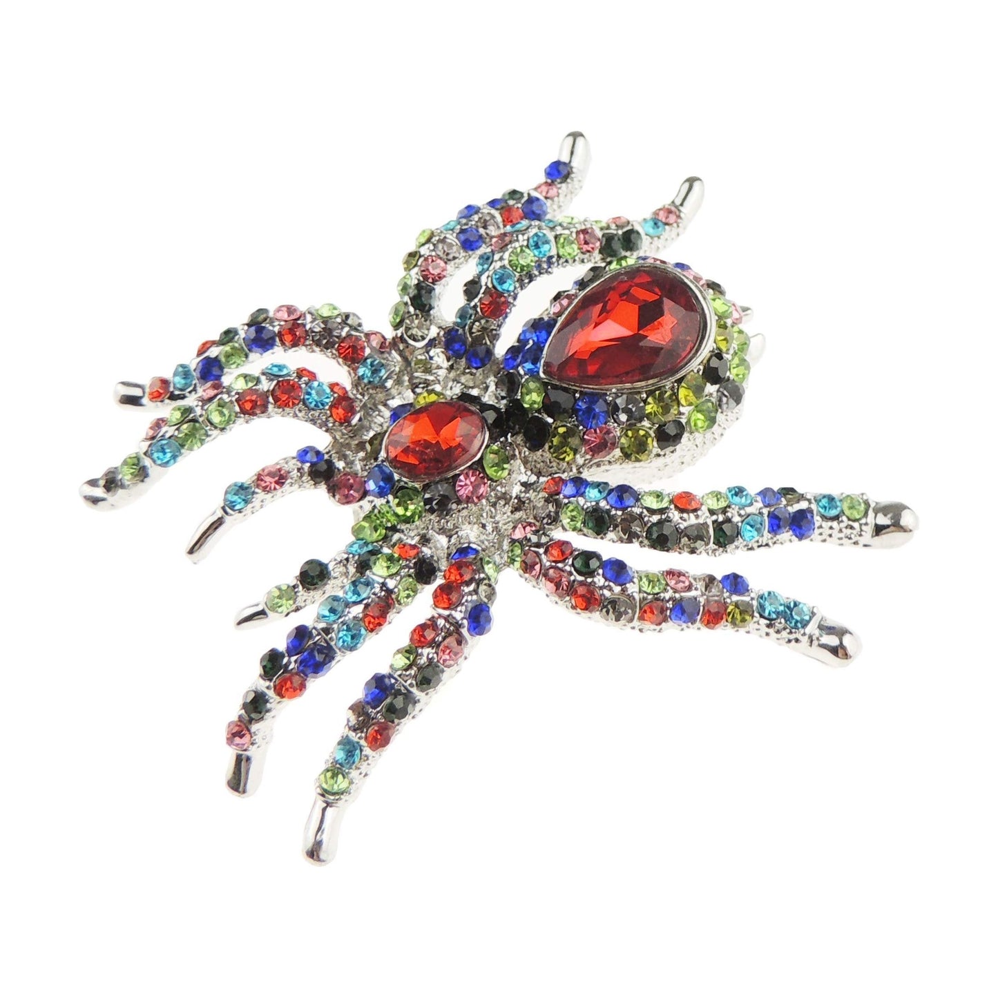 Sparkly Womens Bridal Wedding Christmas Party Birthday Gift Scarf Mother Bride Groom Diamante Crystal LARGE Statement Brooch Badge Breastpin Corsage Pin Halloween Animal Insect Spider (Purple)