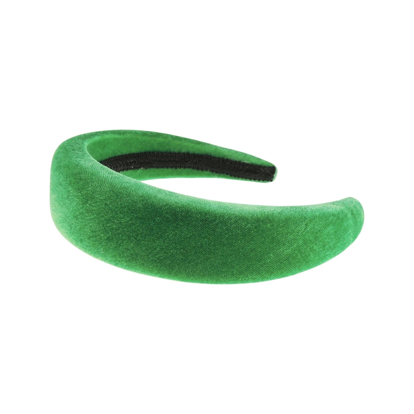 Womens Girls Puffy Occasion Wedding Bridal Party Birthday Christmas Evening Wide 4cm Thick High Bump Padded Velvet Velour Hair Hairband Accessories Headband Alice Band (Grass Green)