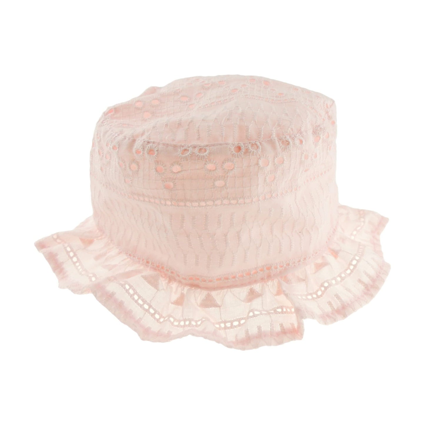 Glamour Girlz Baby Girls Broderie Anglais Baby Bucket Beanie Hat Bonnet 6-18 Months 12-18 Months, White