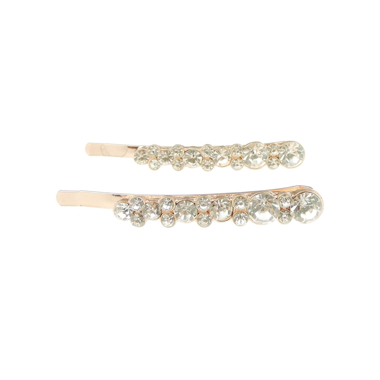 Set of 2 Girls Ladies 6cm Sparkly Crystal Circles Dots Hair Grips