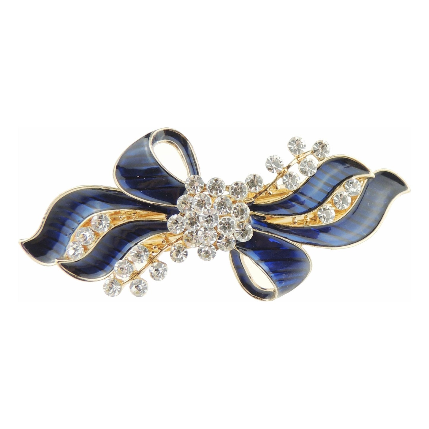 Womens Girls Crystal Rhinestone Diamante Wedding Birthday Party Evening School Ponytail Fine Medium Hair Occasion Barrette Hairpin Grip French Spring Clip Enamel Waves Ribbon Swirly Bow
