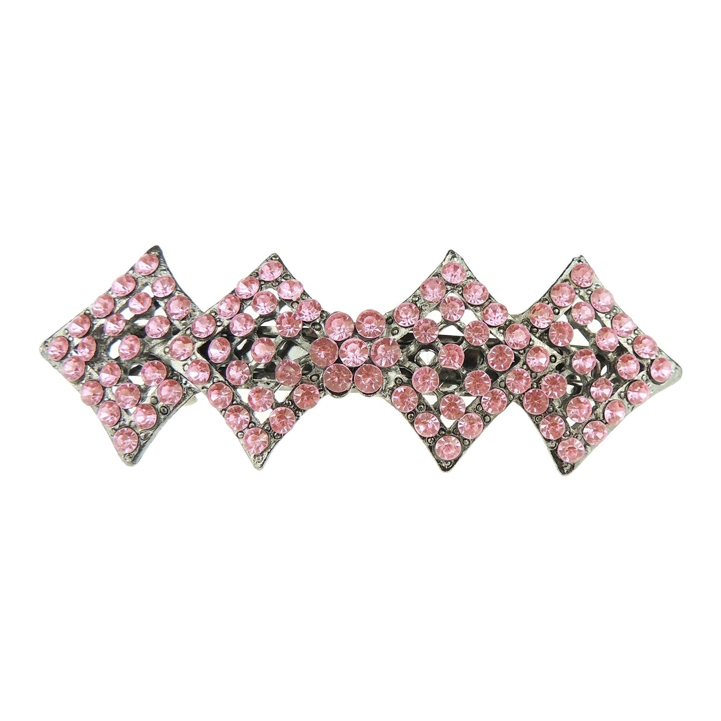 Womens Girls Crystal Rhinestone Diamante Wedding Bridal Party Evening Ponytail Fine Hair Accessories Formal Occasion Barrette Hairpin Grip French Spring Clip Long Bow Diamond Shape