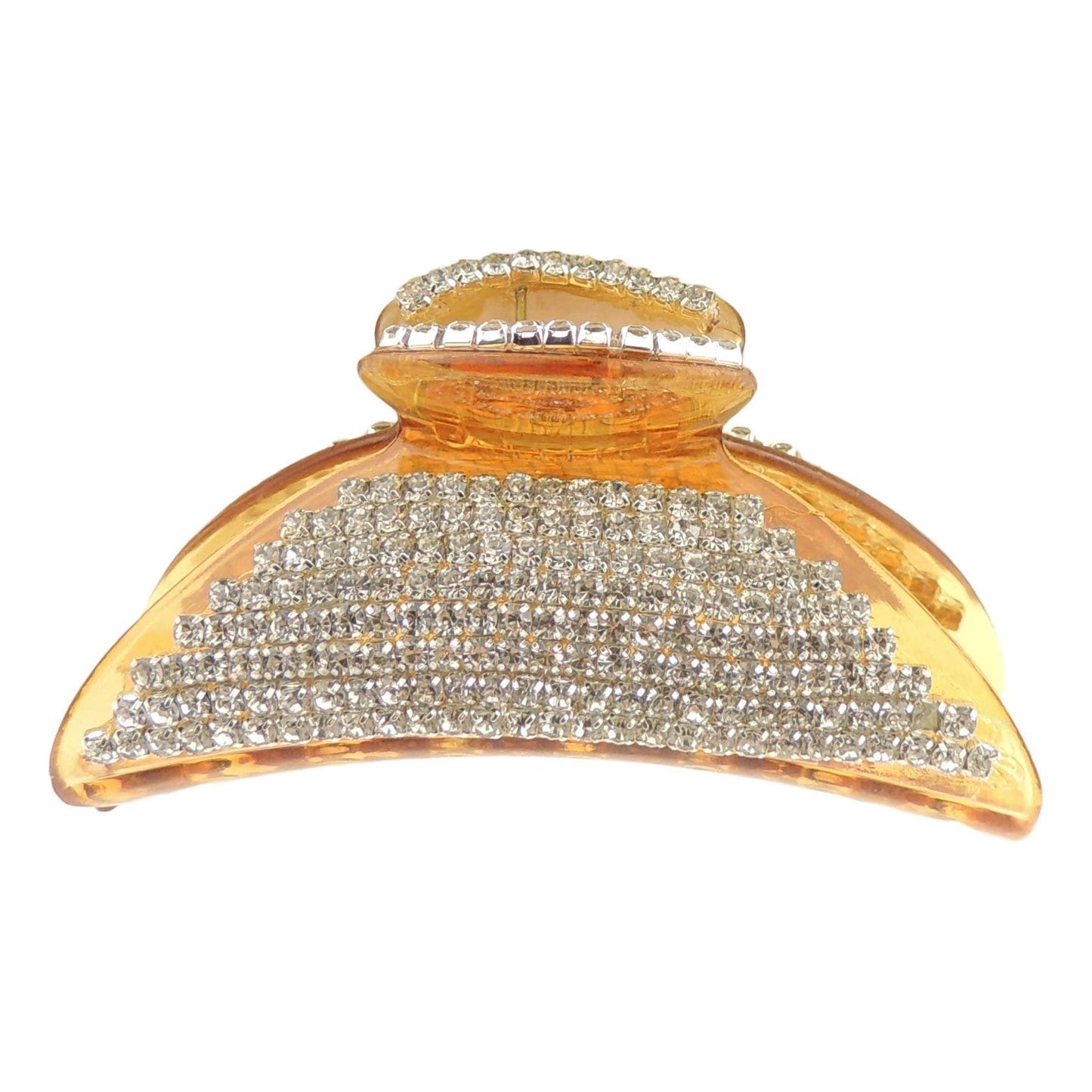 Extra Sparkly Women Girls Crystal Diamante Rhinestone Gems Wave Jaw Clip Octopus Clamp Grip Bridal Wedding Party Styling Fine Thin Hair Accessories Butterfly Claw Rounded 8 Row Sunset (Brown)