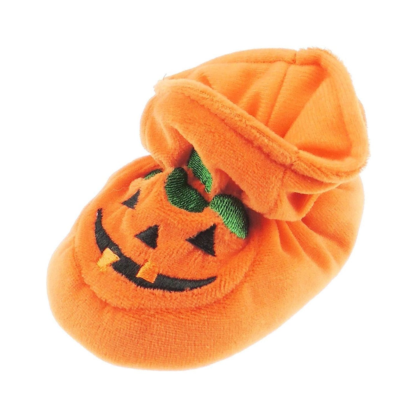 Baby Boys Girls Newborn Infant Babies Toddler Kids Children Slip on Pram Crib Soft Sole Shoe Slipper Socks Pre First Walkers Flat Booties Warm Winter Fleece Halloween Orange Pumpkin (12 3-6 months)