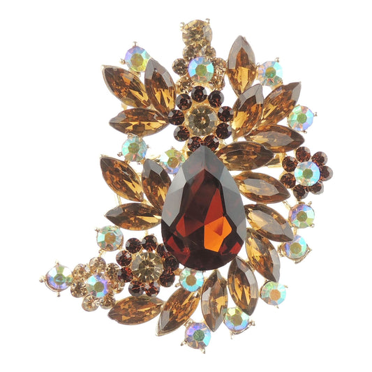 Sparkly Womens Bridal Wedding Christmas Birthday Gift Coat Scarf Coat Jacket Shawl Mother Bride Groom Bride Diamante Crystal Brooch Badge Breastpin Corsage Pin Leaves Floral Flowers