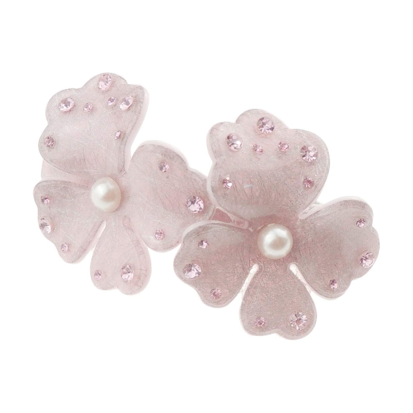 Womens Girls Crystal Rhinestone Diamante Wedding Bridal Party Evening Ponytail Fine Hair Accessories Formal Occasion Barrette Hairpin Grip French Spring Clip Faux Pearl Flower Floral Daisy (Dark Blue)