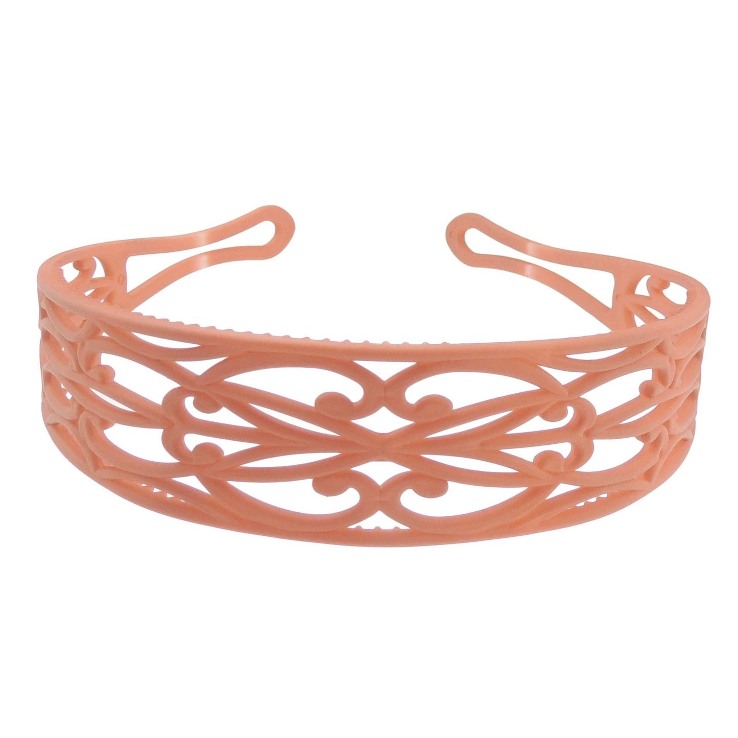GIRLS SMALL HEAD LADIES School Uniform Work Gym Yoga Birthday Party Hair Accessories Plain Plastic Wide Scroll Floral Swirls Stencil Short Long Hair Headband Alice Band Hairband (Light Taupe Brown)