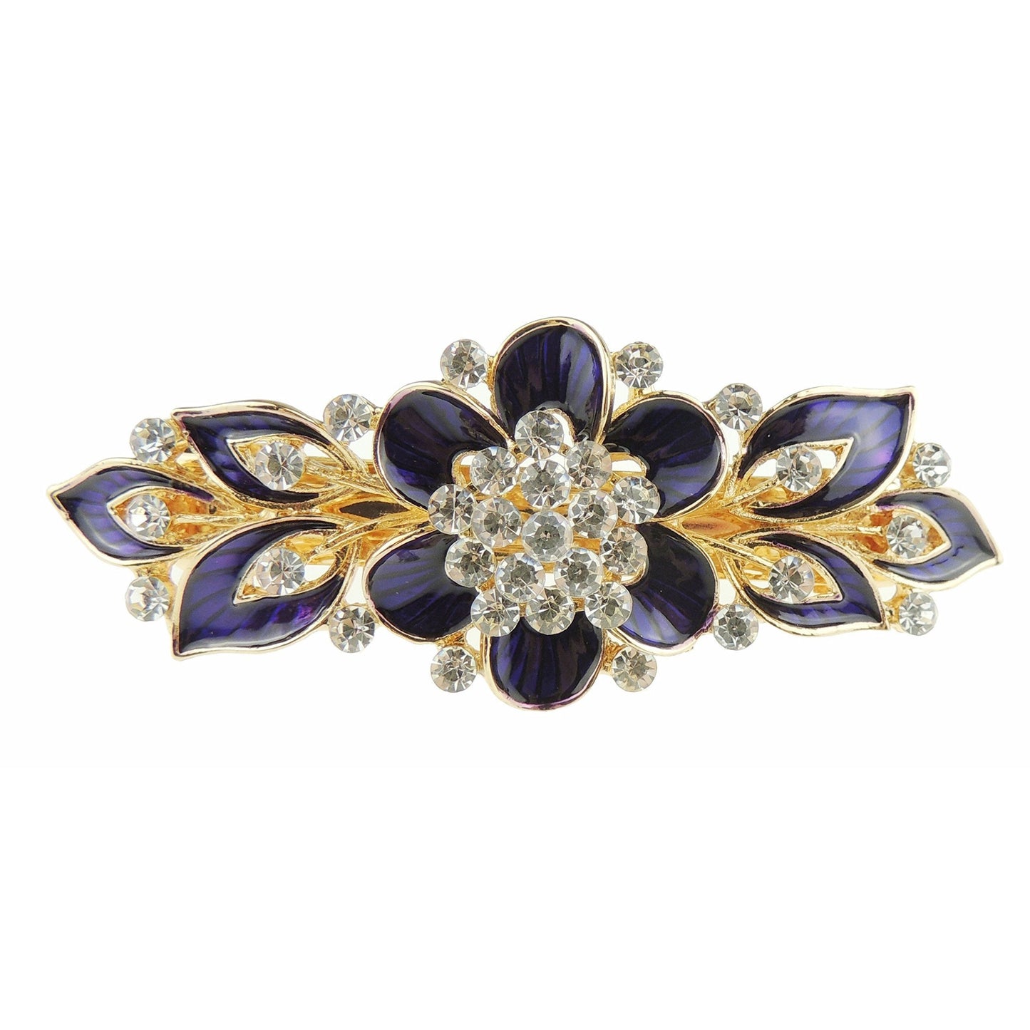 Womens Girls Crystal Rhinestone Diamante Wedding Birthday Party Evening Ponytail Fine Medium Hair Accessories Occasion Barrette Hairpin Grip French Spring Clip Enamel Leaves & Flower