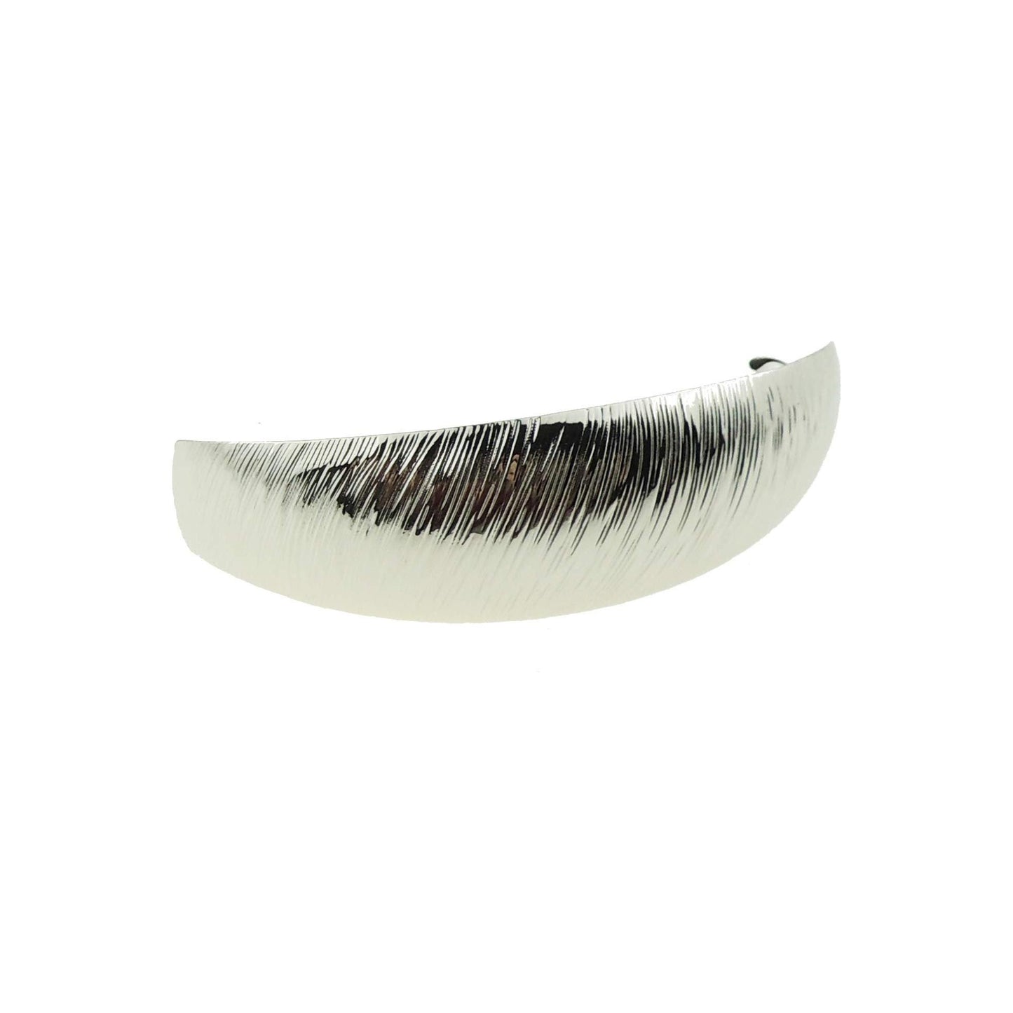Ladies Brushed Metal Modern Boho Hair Barrette Clip Curved Oblong