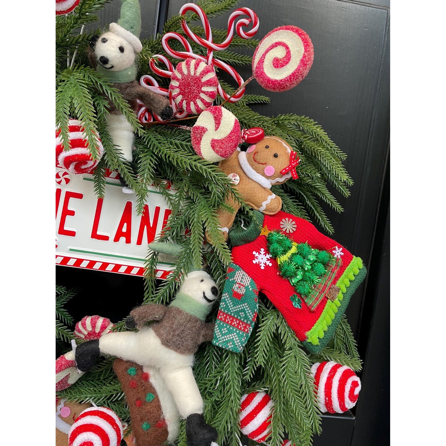 Luxury Candy Cane Red White Green Christmas Wreath Front Door Luxury Home Decorations Xmas Winter Mantle Decor Holiday Wreath Advent Swag