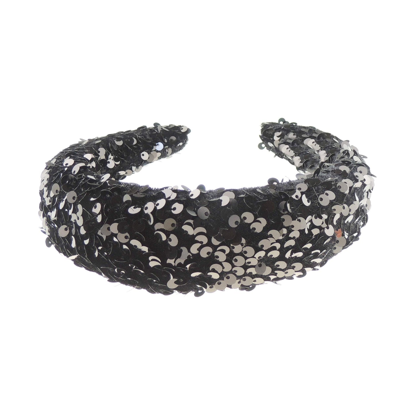 Sparkly Womens Puffy Wedding Bridal Party Birthday Christmas Evening Wide 4cm Thick High Bump Padded Sequin Bling Crystal Hair Hairband Accessories Headband Alice Band